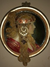 Jugendstil Wandrelief Relief Dekoration Alphonse Muchas 19cm handbemalt