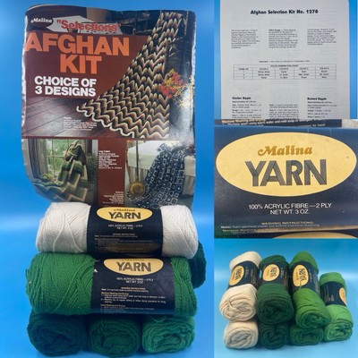 Lot of 7 Malina White & 3 Different Greens AFGHAN Kit