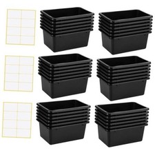 36 Pack Book Bins for Classroom Library Bulk Plastic Cubby Storage Bins Black