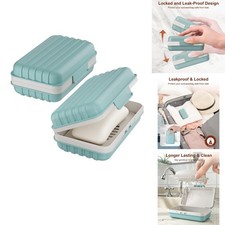Quatish Leakproof Bar Soap Holder Dish Lid Shower, Portable 1 Pack Travel Soap
