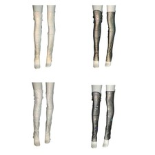 Women Fishnet Mesh Rhinestones Thigh Highs Leg Warmer Sheer Leg Sleeve Stockings