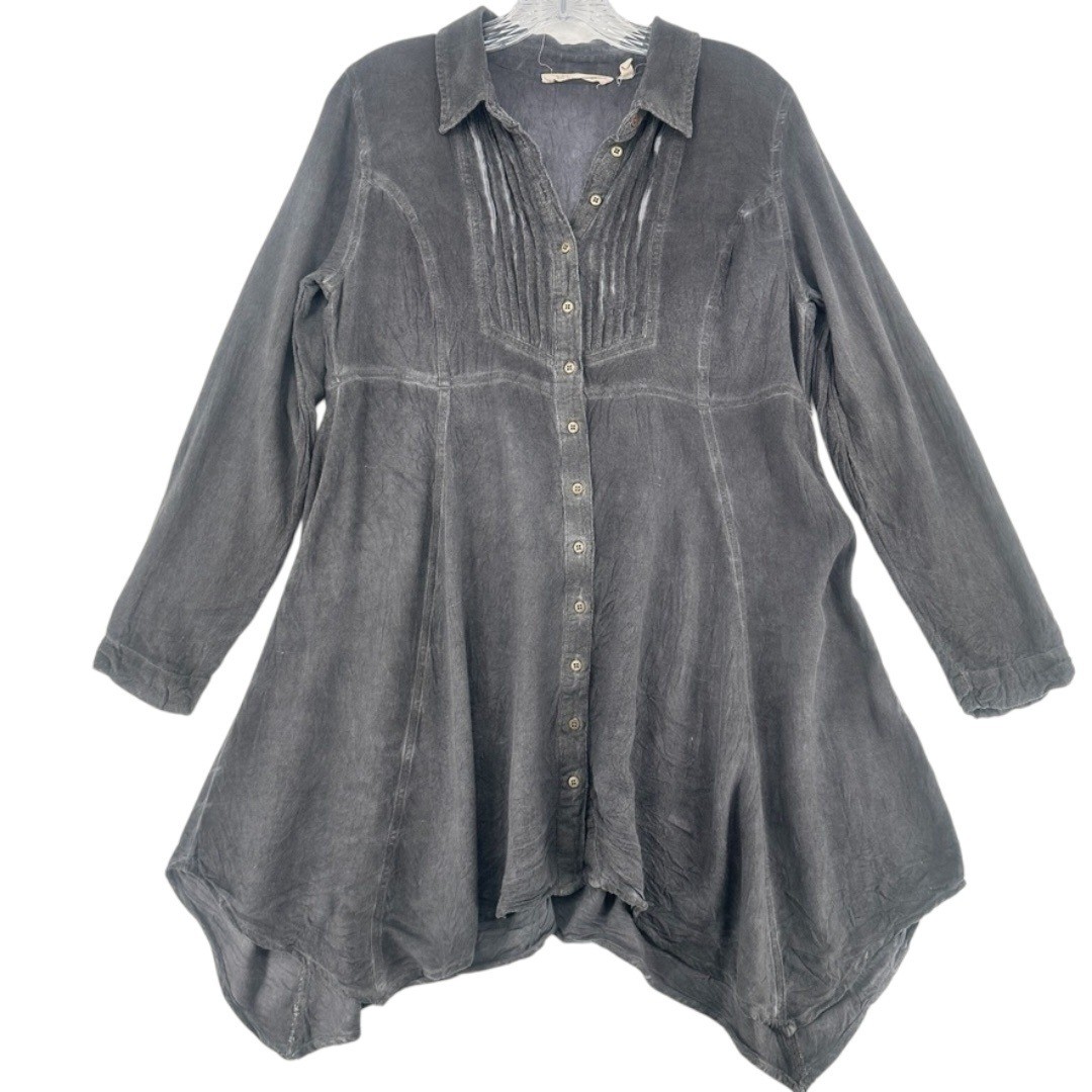 Soft Surroundings Gray Button Down Tunic Dress Si… - image 9