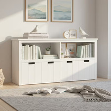 Weißer Aufbewahrungsschrank mit 4 Schubladen – mobile Kommode & Bücherregal