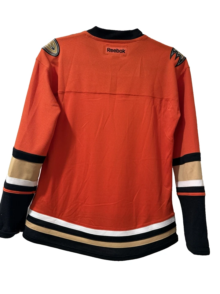 Camiseta deportiva Reebok Anaheim Ducks naranja NHL para mujer talla pequeña Foto 2 de 4