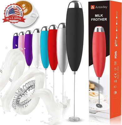Battery Operated Handheld Frother Mixer Stainless Steel Foam Maker for Coffee Dr