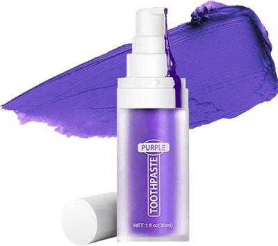 Purple Teeth Whitening Toothpaste,Lila Zahnpasta Weisse Zähne,Lila Zahncreme Auf