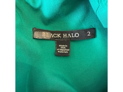 Black Halo Green Sophisticated Sz 2 Sheath Dress Button Details 3/4 Sleeves  | eBay