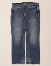 BKE Mens Carter Straight Jeans W34 L32 Blue Cotton LN13