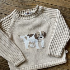 Vintage Harry  Me Knit Dog Sweater Toddler 2T Beige Cotton Raglan Long Sleeve