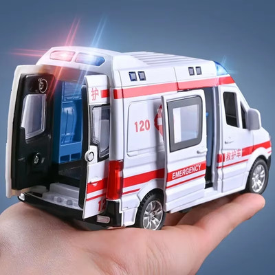 1:32 Mini Car Diecast Krankenwagen Feuerwehrauto Polizeiauto Modell Sound und Lichtfahrzeug
