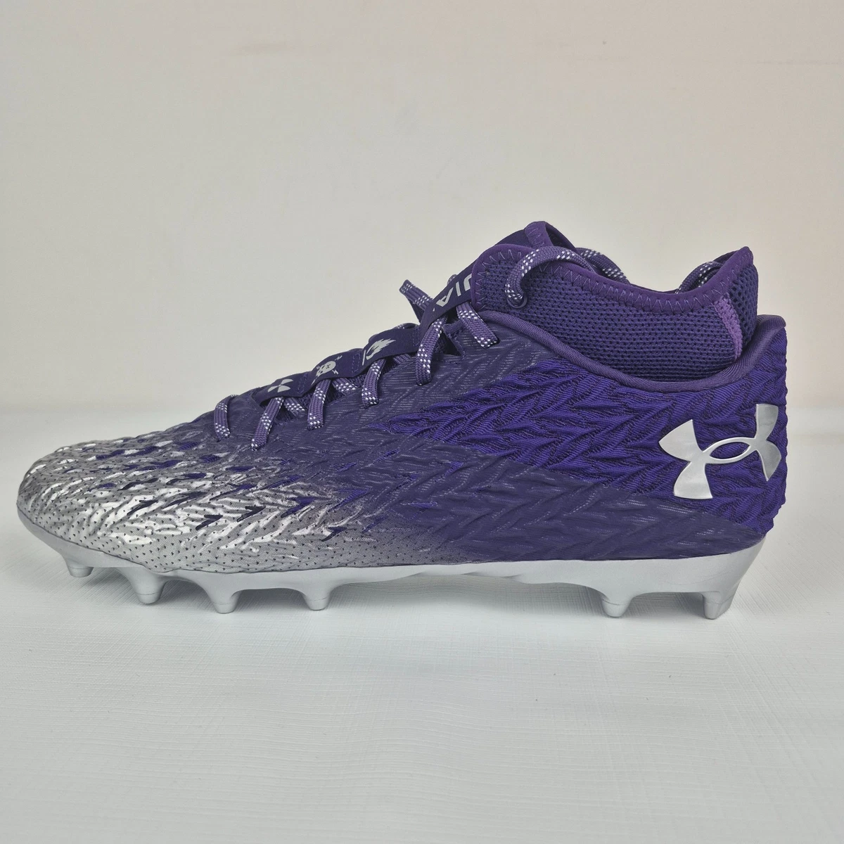 Under Armour Spotlight 4 MC Men 10.5 Football Cleats 3027977-500 Purple Silver Under armour Purple Football Shoes & Cleats for Men for sale  main image 3