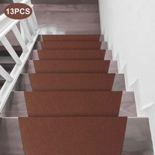13Pcs Non Slip Carpet Stair Treads Backing Skid-Resistant Carpet Stair Mat Brown