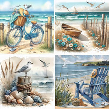 4 Pack Beach 5D Diamond Painting Kits for Adults, Landscape Diamond Art