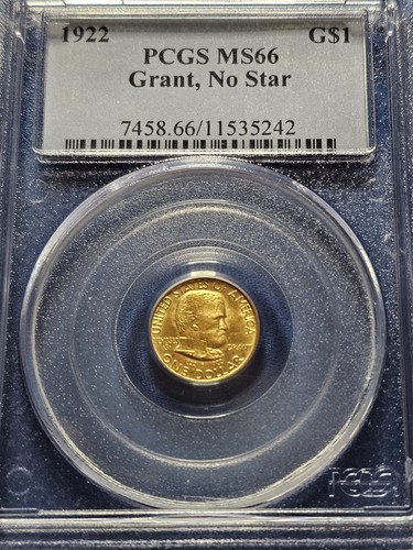 EB 1922 Gold $1.00 Grant No Star MS-66 PCGS Commemorative Dollar