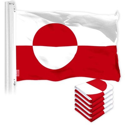 G128 5 Pack Greenland Flag 3x5 Ft LiteWeave Pro Series Printed 150D Polyester