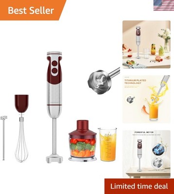 400W Immersion Hand Blender Set - Includes Whisk, Chopper, Milk Frother & Beaker