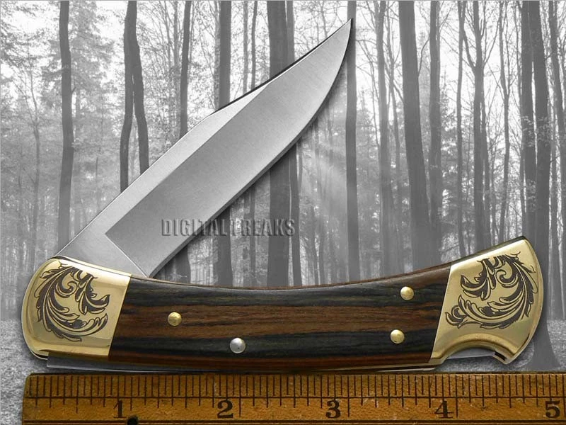 Buck 110 折叠猎人刀十点巴克乌木不锈钢口袋刀 — 第 3/4 张图片