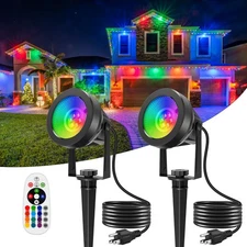 CREPOW Halloween RGB Spot Lights Outdoor, LED Color Changing Landscape Lighti...