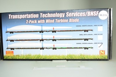96019 N Scale MICRO TRAINS BNSF WIND TURBINE BLADE 2 FLAT CAR PACK third  set