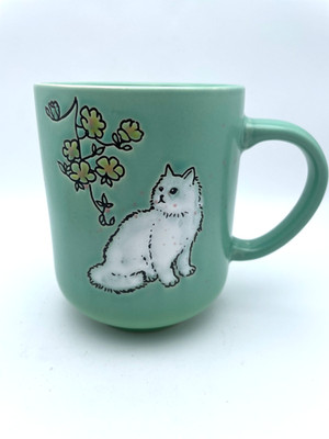 Spectrum Designz Teal Carey Purdy White Cat Mug Lovely  Kitty 16oz 2025 Cup B85