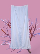 LACE FLORAL TRIM Half Slip Skirt Full Length White Back Slit Women's Size Small