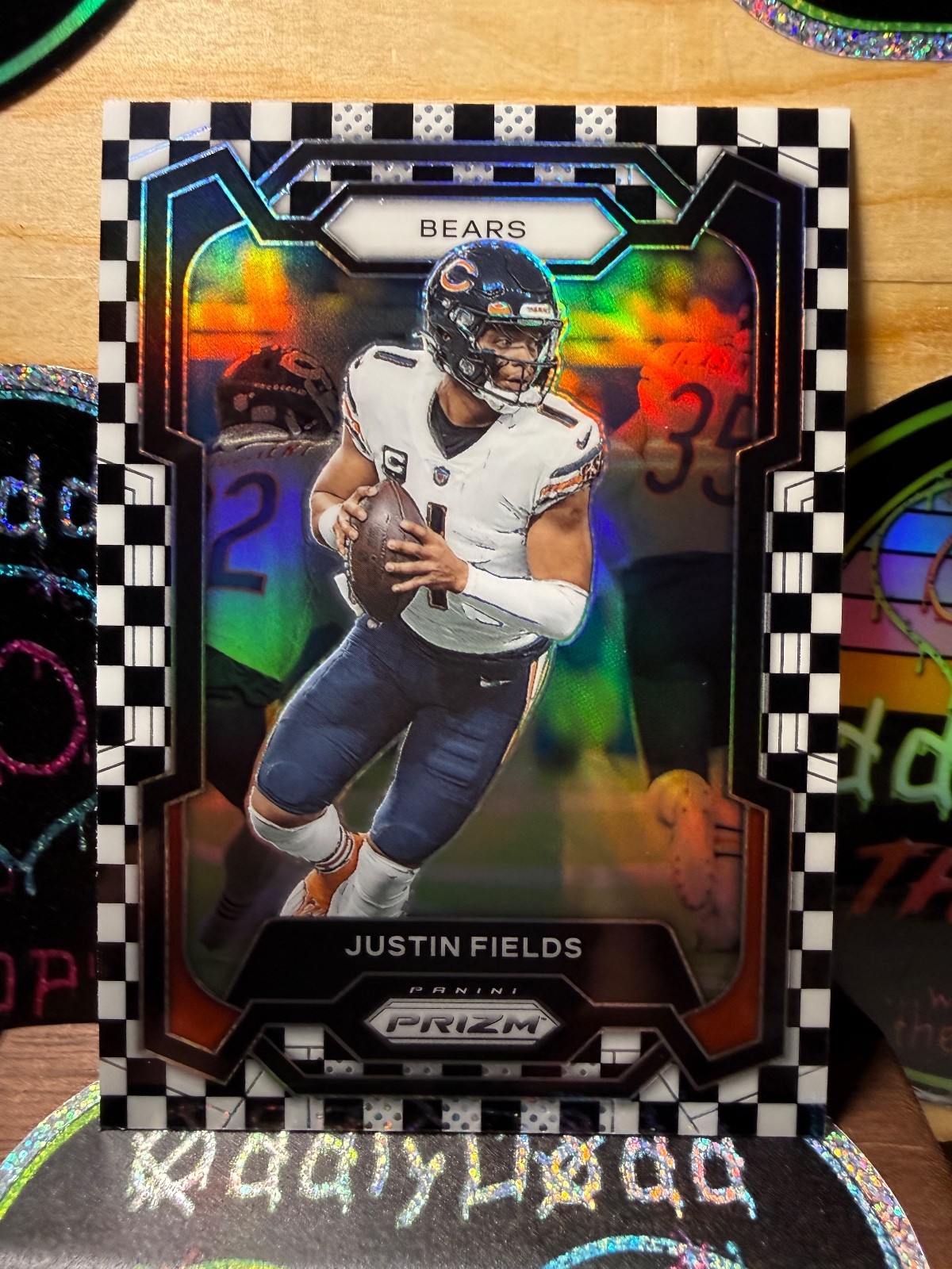 2023 Panini Prizm Justin Fields #48 Black & White Checker Checkerboard Prizm