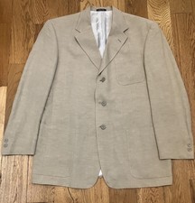 Vintage Hart Schaffner Marx Sport Coat Tan Beige 40R Union Made Blazer Jacket
