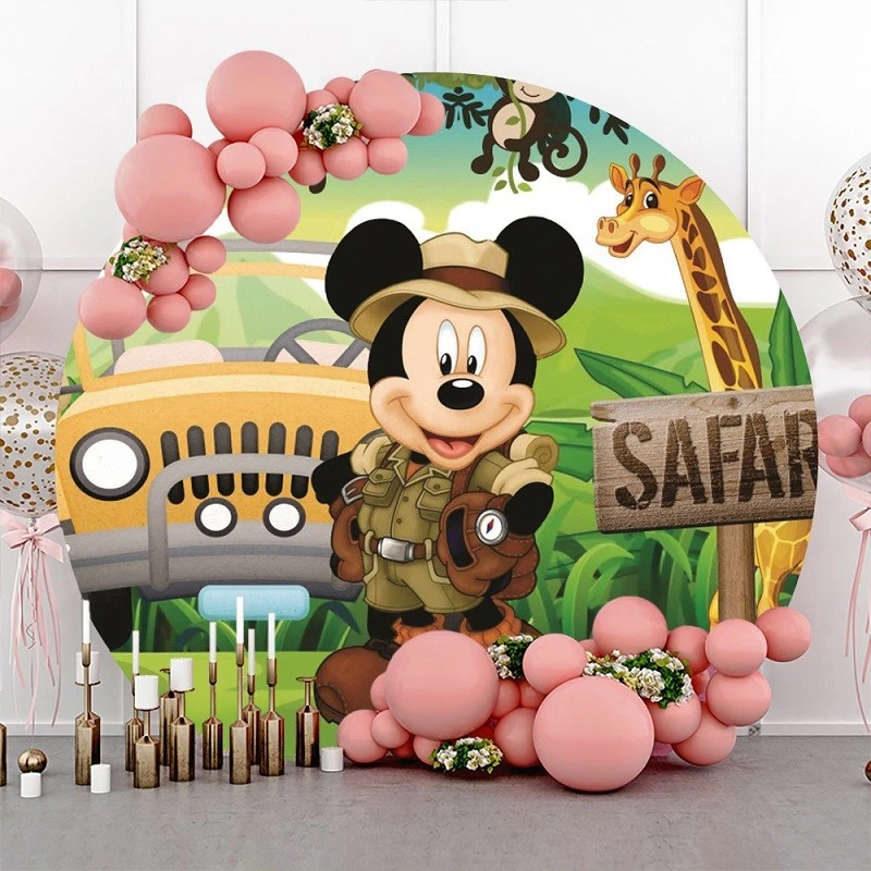 Round Mickey Mouse Backdrop Banner Boy Birthday Party Background Banner Prop - Image 2 of 4