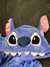 Lilo  Stitch Hooded One Piece Disney Blue Womens Pajamas Large 12-14 Polyester