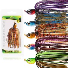 5pcs 1/4oz Swinging Bass Jigs - 3/0 EWG Fishing Hooks Swim Jigs for Bass Fishing