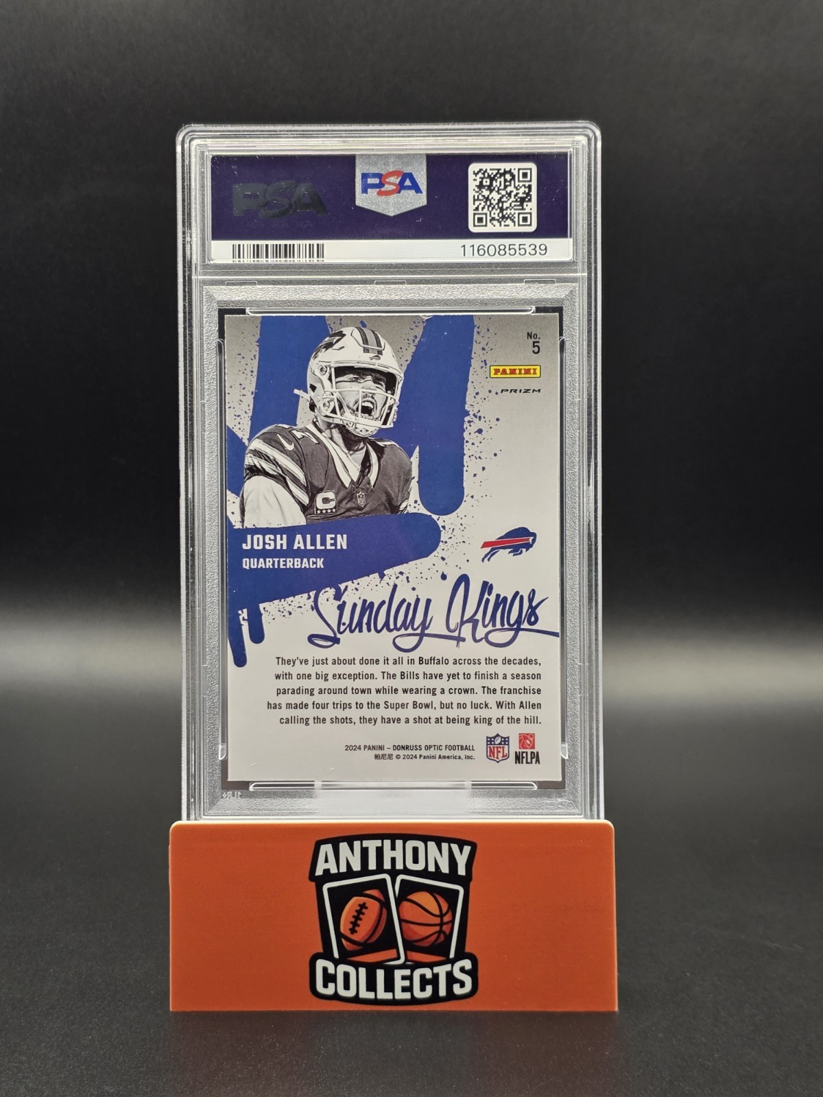 2024 Donruss Optic Josh Allen Sunday Kings #5 SSP PSA 10 GEM MINT view 2