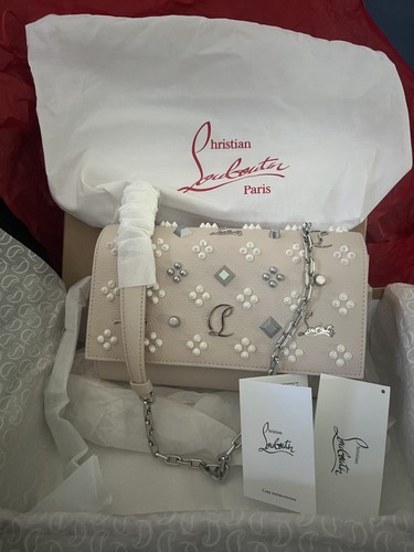 Christian Louboutin Paloma Fold-Over Spike Clutch W/Crossbody Strap