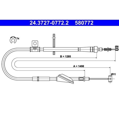 ATE 24.3727-0772.2 Seilzug Feststellbremse Hinten Rechts FüR Opel Vauxhall-image