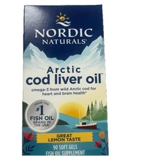 Nordic Naturals Arctic Cod Liver Oil 90 Softgels, Lemon Flavor Fish Oil Omega3