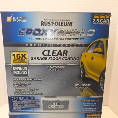 NEW! Rust-Oleum EpoxyShield High Gloss Clear Premium Floor Coating Kit 90 oz