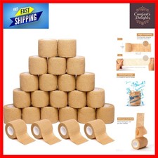 24pk Cohesive Bandage Wrap 5cm x 4.5m Self Adhesive Vet Tape Beige