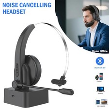 Trucker Bluetooth 6.0 Wireless Headset With Noise Cancelling Mic For Phones PC