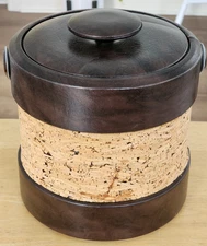 Vintage Shelton-Ware Ice Bucket cork mcm retro design Cork & brown faux leather
