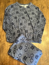 Wizzarding World Harry Potter Pajama PJ Set Size Small Navy Blue Cozy Halloween