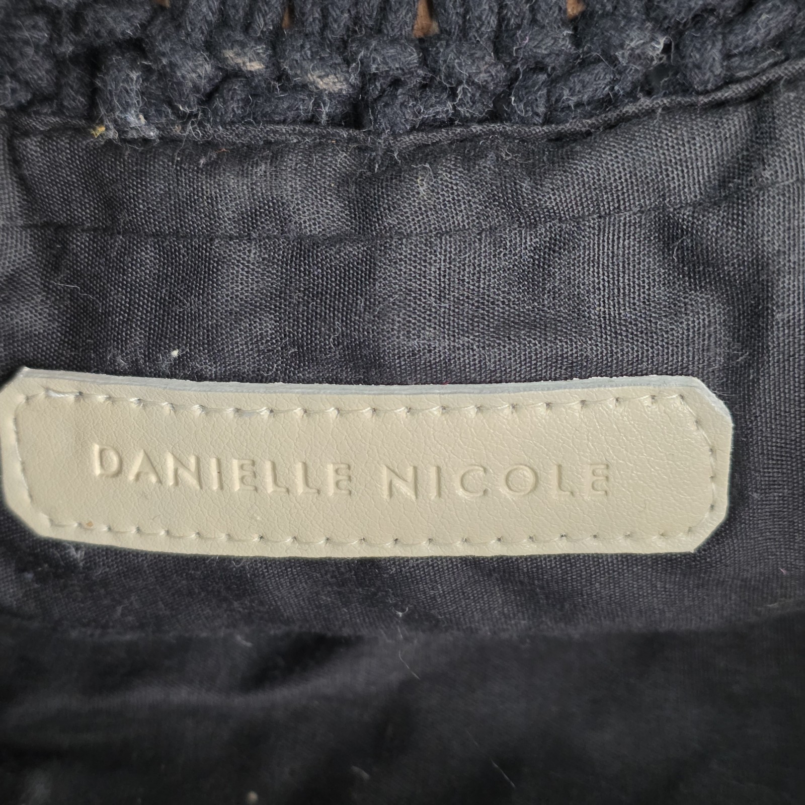 Danielle Nicole Macrame Crochet Black Bag With Wo… - image 5