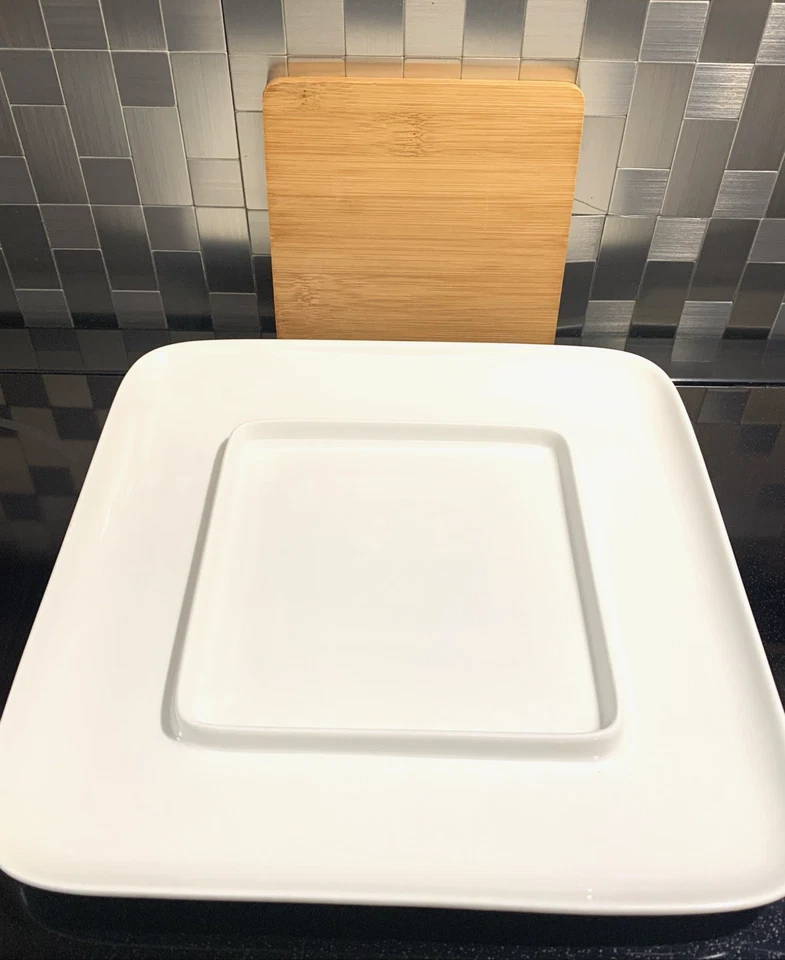 Charcuterie Cheese & Cracker Tray Porcelain Bamboo Great For Parties 10.5” - Изображение 2 из 3