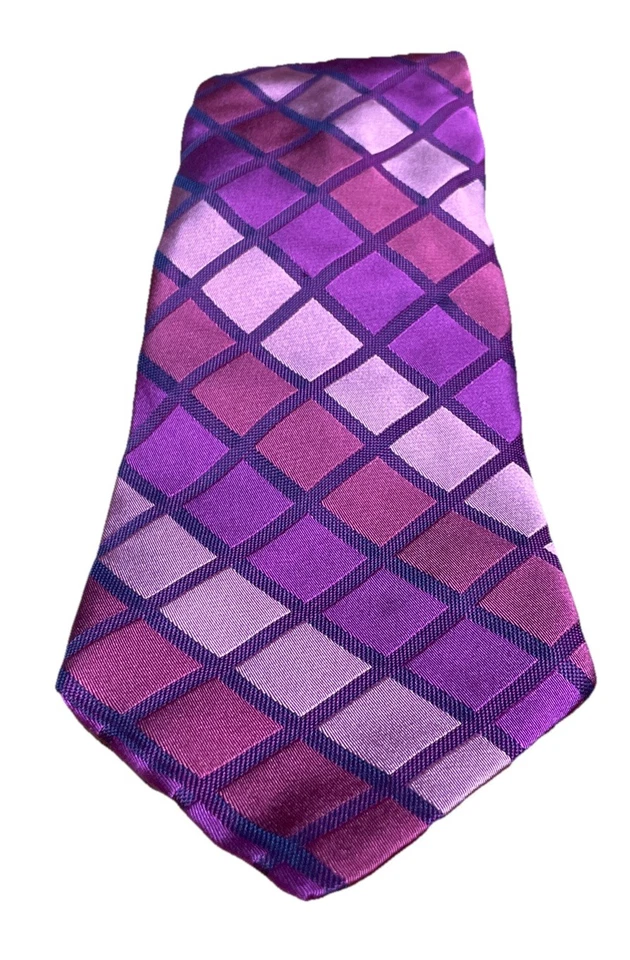 Murano 超长紫色和粉红色图案设计 100% 真丝设计师领带 59 英寸长 — 第 2/4 张图片