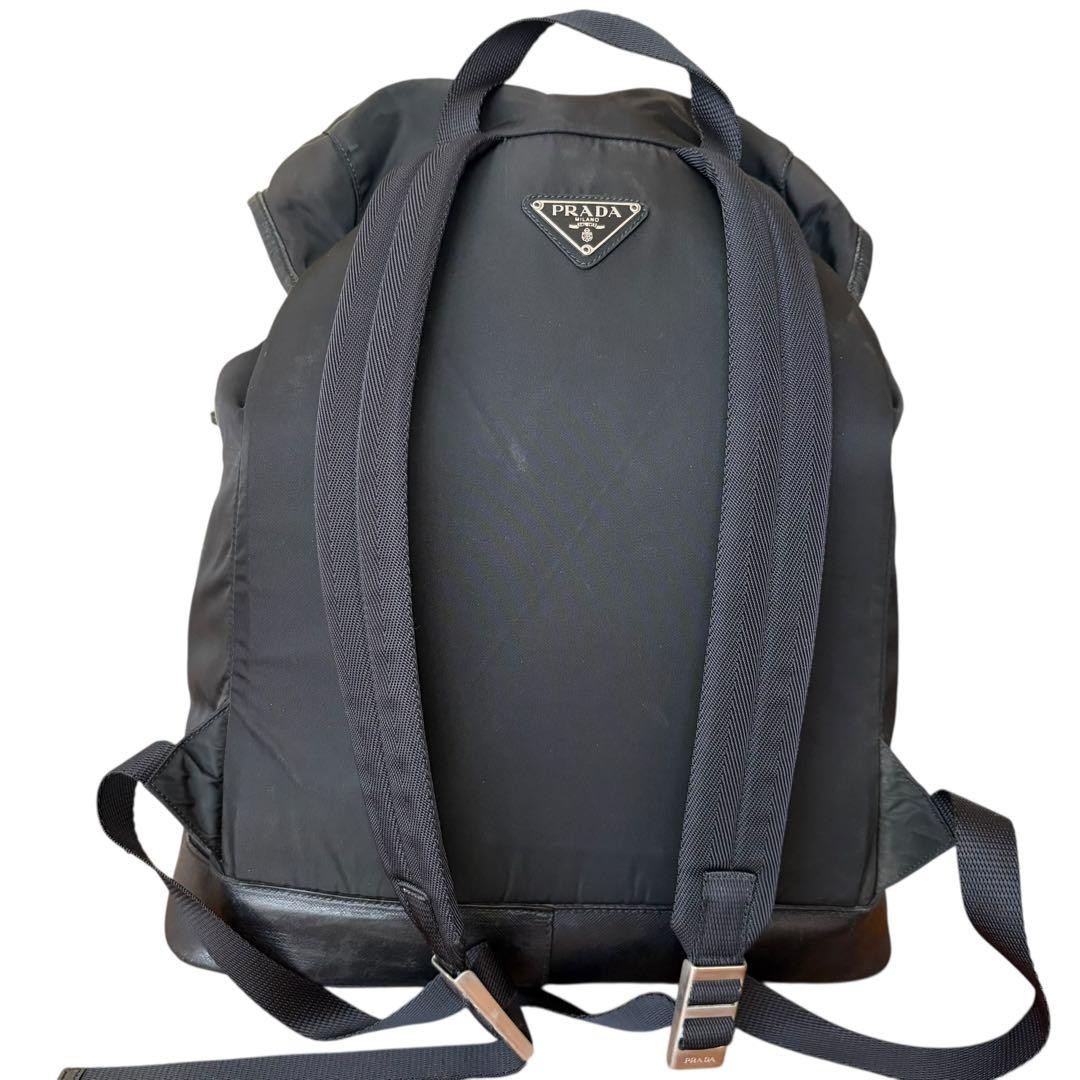 Prada nylon backpack black triangular logo lightw… - image 12
