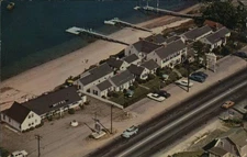 Aerial View Buzzards Bay Motor Lodge,MA Tichnor Barnstable County Vintage PC