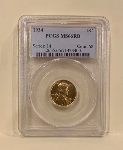 1934 PCGS MS 66 Red  Lincoln Wheat One Cent