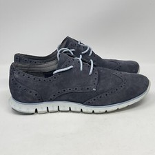 Cole Haan Zerogrand Shoes Womens 8 Blue Suede Wingtip Lace Up Oxford Casual