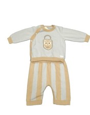 NWOT NEW Fendi baby boys beige blue logo graphic 2pc set Sweater and pant 3m