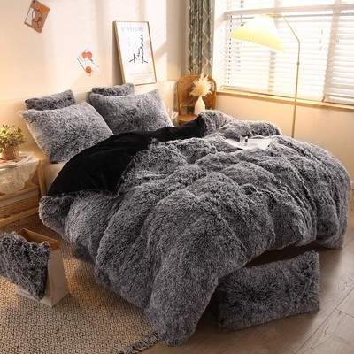XeGe Plush Shaggy Duvet Cover, Luxury Ultra Soft Crystal Velvet Fuzzy Bedding