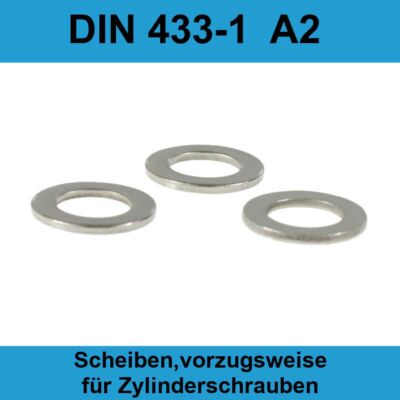 DIN 433 M3,2 Unterlegscheiben A2 Edelstahl Zylinderschrauben U-Scheiben V2A VA