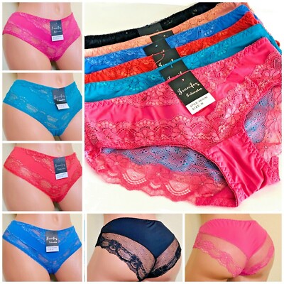 6 Bikini Cheeky Lace SEXY Panties Seamless Cheekini Undies 68161 Underwear S-XL